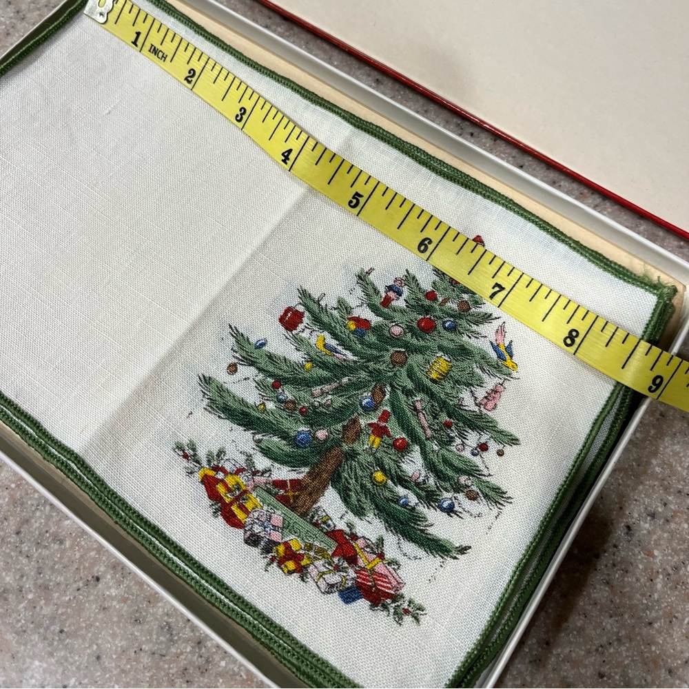 Vintage set of 8 linen cocktail napkins by Spode - Picture 3 of 6